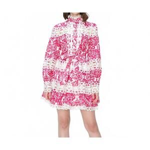 NEW INA FASHION positano crochet lace mini dress in fuchsia